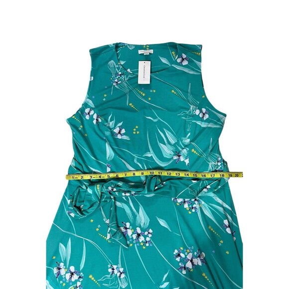 NWT charter club Women sleeveless dress midi XL stretch flower turquoise - Picture 6 of 8